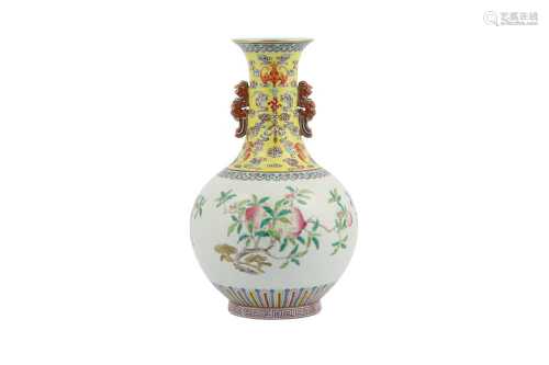 A CHINESE FAMILLE ROSE 'FRUIT' VASE.