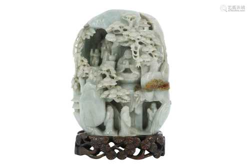 A CHINESE PALE CELADON JADE BOULDER.