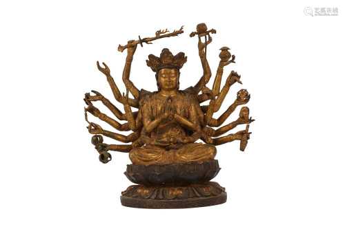 A CHINESE GILT-BRONZE FIGURE OF BODHISATTVA CUNDI.