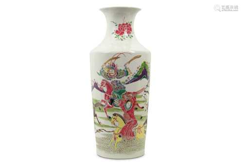 A CHINESE FAMILLE ROSE 'WARRIORS' VASE.