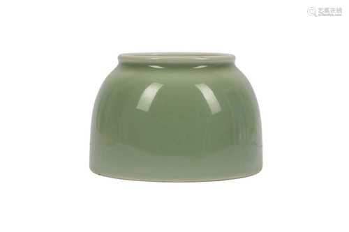 A CHINESE CELADON-GLAZED BEEHIVE-SHAPED BRUSH WASHER.