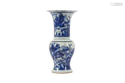 A CHINESE BLUE AND WHITE YEN YEN VASE.