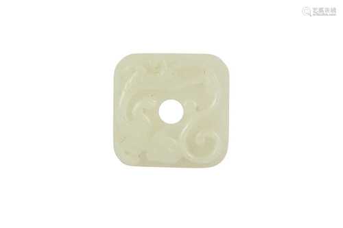 A CHINESE WHITE JADE 'CHILONG' BI DISC.