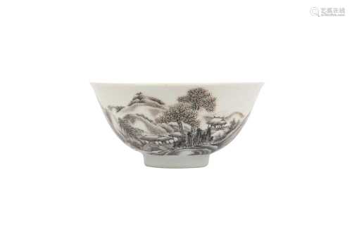 A CHINESE EN GRISAILLE-DECORATED 'LANDSCAPE' BOWL.