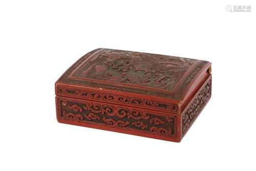 A CHINESE CINNABAR LACQUER RECTANGULAR BOX AND COVER.