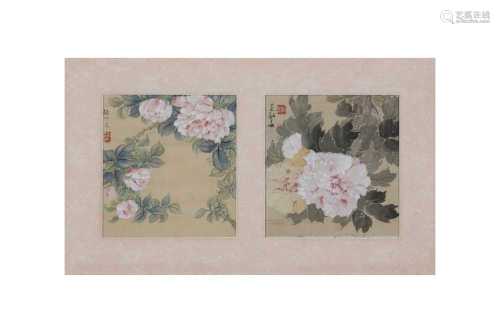 TWO CHINESE PAINTINGS OF FLOWERS.