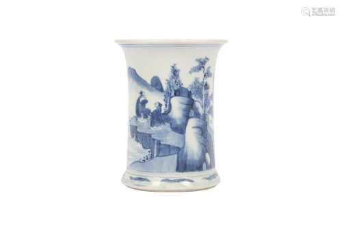 A CHINESE BLUE AND WHITE BRUSH POT, BITONG.