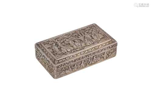 A CHINESE SILVER RECTANGULAR-SECTION 'EIGHT IMMORTALS' BOX.