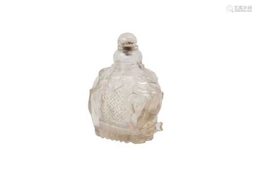 A CHINESE ROCK CRYSTAL 'ELEPHANT' SNUFF BOTTLE. A CHINESE RO...