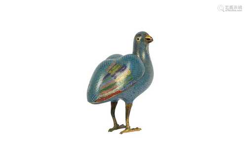 A CHINESE CLOISONNÉ ENAMEL 'QUAIL' INCENSE BURNER' AND COVER...