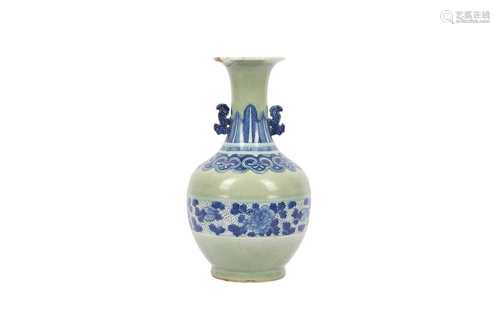 A CHINESE CELADON-GROUND VASE.