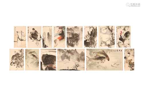 A COLLECTION OF FOURTEEN CHINESE SCROLL PAINTINGS.