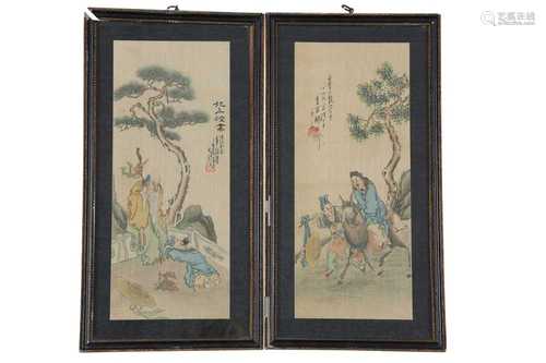 A PAIR OF CHINESE 'IMMORTALS' PAINTINGS.