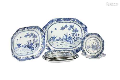 A CHINESE BLUE AND WHITE PART DINNER SET.