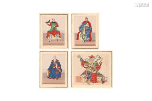 FOUR CHINESE PAINTINGS OF LUOHANS.