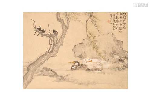 A CHINESE PAINTING OF DUCKS.