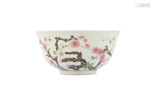 A CHINESE FAMILLE ROSE 'PRUNUS' BOWL.