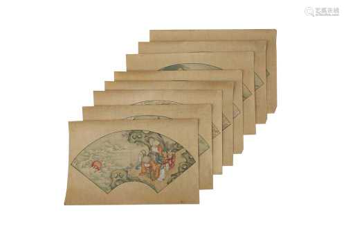 A SET OF EIGHT CHINESE 'IMMORTALS' FAN PAINTINGS.