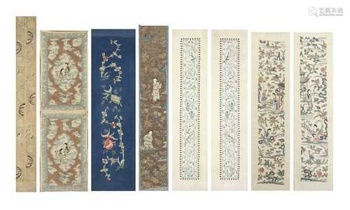 A COLLECTION OF EIGHT CHINESE EMBROIDERED TEXTILES.