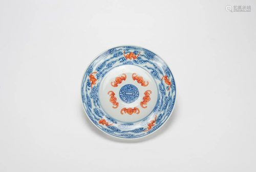 19th Century - A Blue And White Shou And Iron-Red