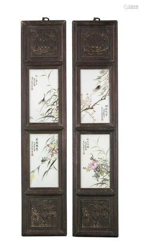 Li Ming Liang(20th Century)-A Pair of Wood Framed