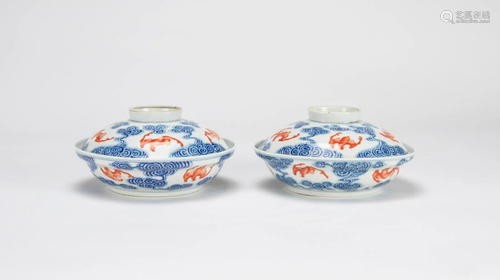 Late Qing/Republic - A Pair Of Blue And White â€˜Iron