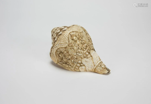 Early 20th Century-A Tibeten Law- Conch Carved Five