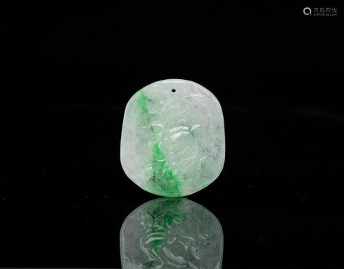 A Translucent Apple Green Jadeite Carved â€˜ Mandrain