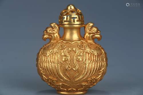 Gilt Copper Snuff Bottle