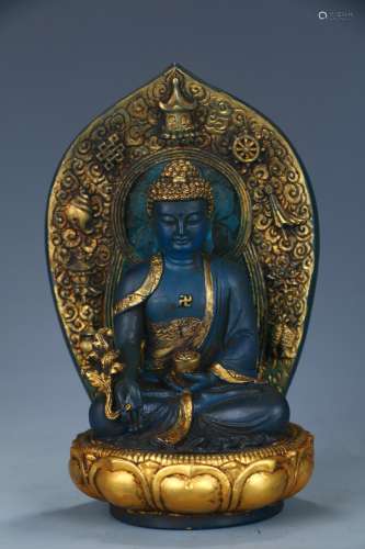 Coloured Glaze Statue of Seated Bodhisattva