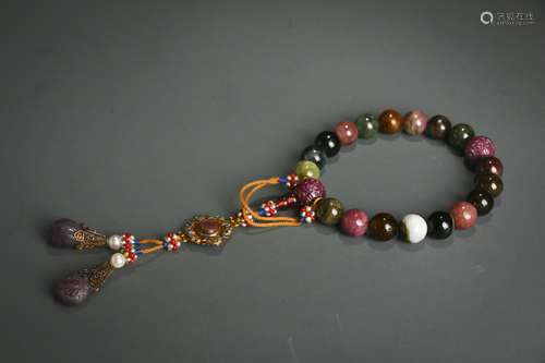 Tourmaline Handheld Bracelet with Eighteen Beads