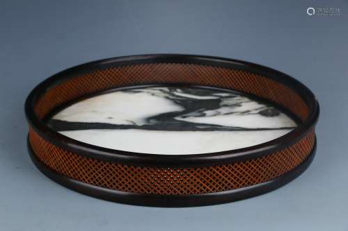 Wood Tray with Marble Inlay