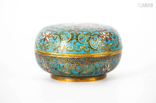 QIAN LONG NIAN ZHI' ENAMEL CLOISONNE ROUND BOX