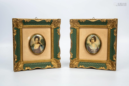 19TH CENTURY TWO FRAMED PORCELAIN PAINTING PORTRAITS