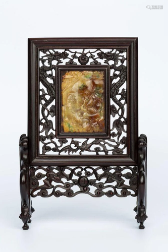 MID-QING DYNASTY 'FU LU SHOU' THREE-COLOR SCREEN