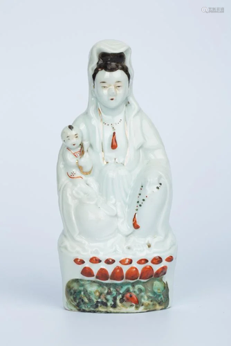 REPUBLIC OF CHINA FAMILLE ROSE GUANYIN FIGURE