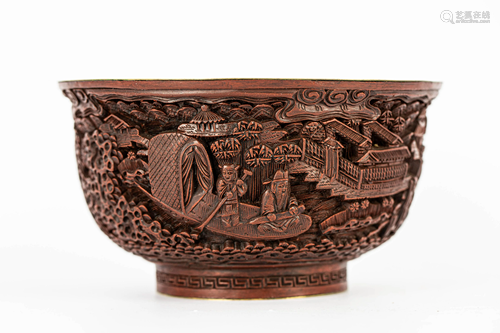 19TH CENTURY 'DA QING QIAN LONG YEAR' CARVED LACQUER