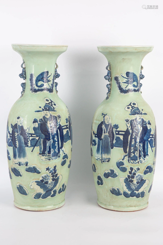 A PAIR OF LATE QING DYNASTY CHARACTERS REWARDING