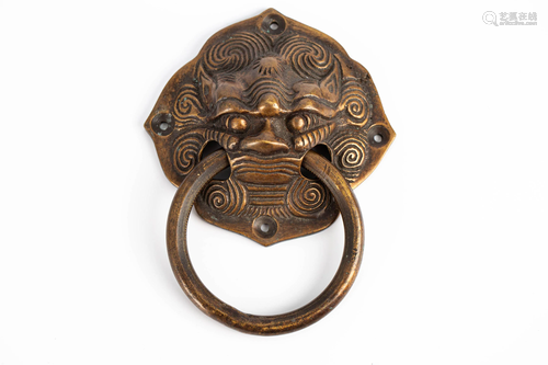 LATE QING/MINGUO PAIR OF COPPER DOOR KNOCKERS