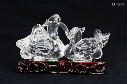 QING DYNASTY CRYSTAL MANDARIN DUCK