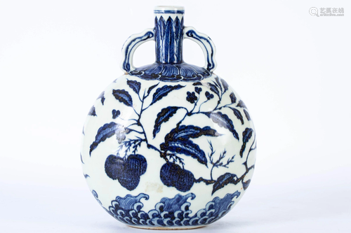 20TH CENTURY BLUE AND WHITE MOON HOLDING VASE