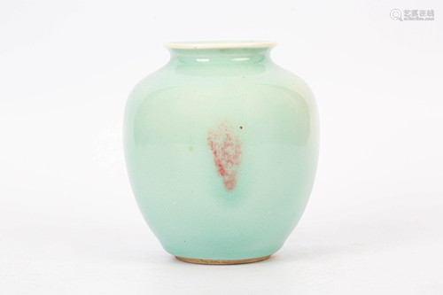 â€˜DA QING KANG XI YEAR' SAMLL RED JAR IN SKY GREEN