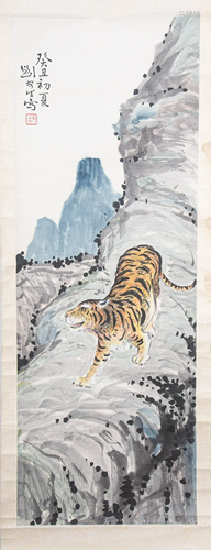 A CHINESE PAINTING TIGER BY LIU ANSHENG