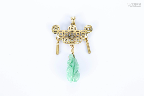 JADEITE AND 14K GOLD PENDANT