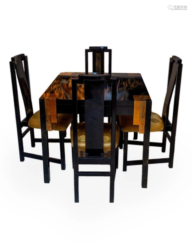 JAPANESE CARVED LACQUER TABLE SET