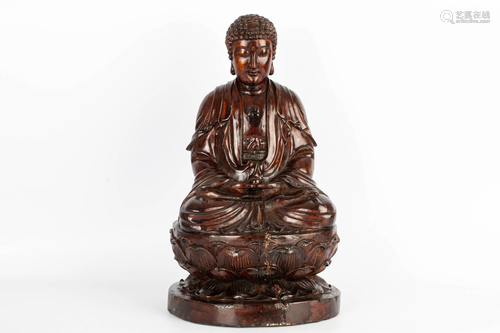 20TH CENTURY WOOD BUDDHA