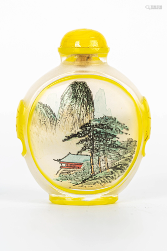 20TH CENTURY INSIDE PAINTED SNUFF BOTTLE