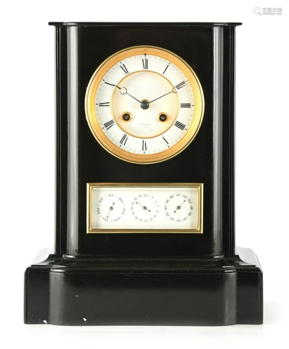 A LATE 19TH CENTURY FRENCH BLACK MARBLE CLOCK WITH