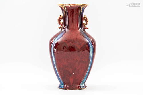 QIAN LONG NINA ZHI' MARK CLOUD EAR FLAMBE-GLAZED VASE