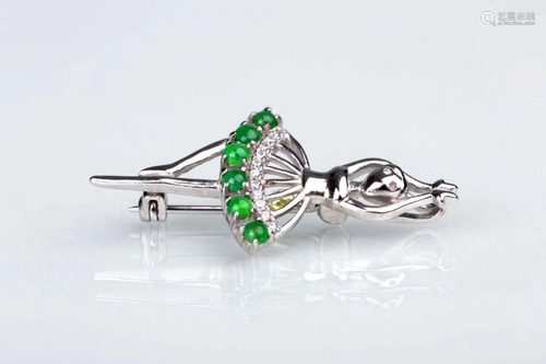 EMERALD BROOCH WEGHT:0.008 LB 4CM